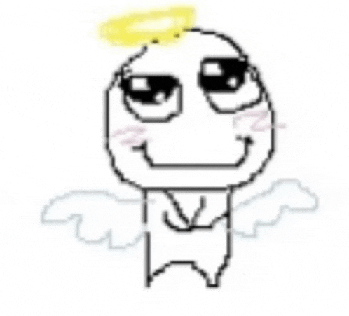 a pixel art drawing of a person with wings and a halo on their head .