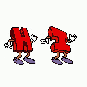 a cartoon drawing of two red letters h and i
