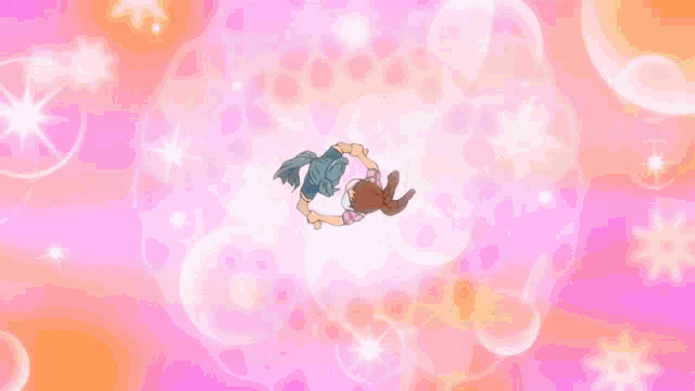 a couple of anime characters standing next to each other with a heart in the background