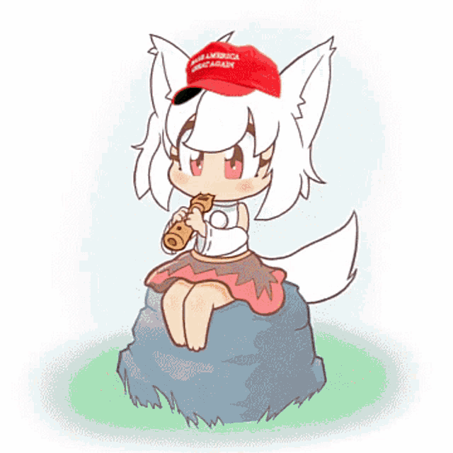 a drawing of a girl wearing a maga hat