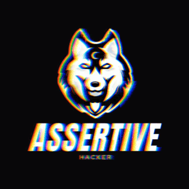a logo for assertive hacker has a husky head on it