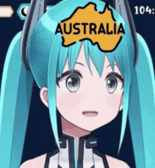 a close up of a girl with a map of australia on her head