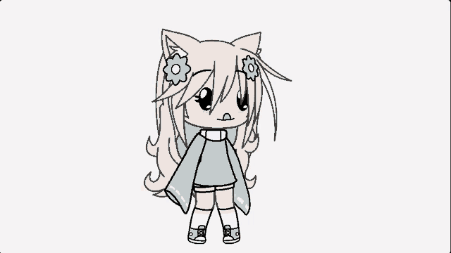 a girl with a cat ear and flowers in her hair is wearing a blue sweater and shorts .