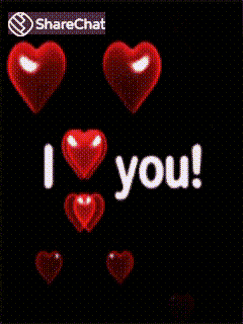 a black background with red hearts that say i love you