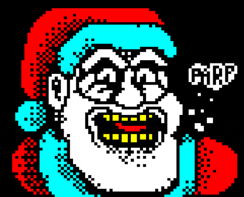 a pixel art of a man with a santa hat on