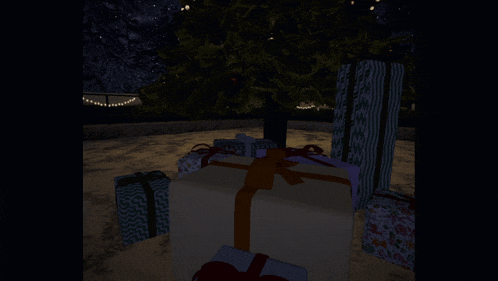 a bunch of presents are under a christmas tree