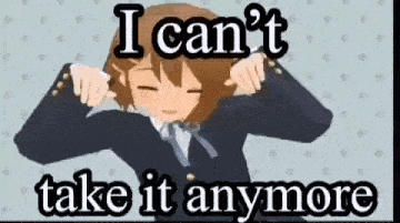 a cartoon girl is dancing with the words `` i can 't take it anymore '' written above her .