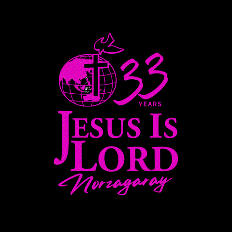 a logo for jesus is lord norzagaray with a globe and cross