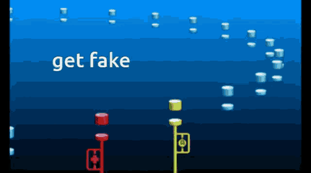 a blue background with bubbles and the word get fake