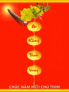 a red background with yellow flowers and lanterns with chinese writing