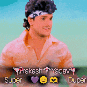 a picture of a man with the words prakash yadav super and duper