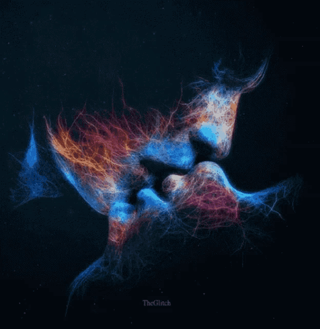 a painting of a man and woman kissing with the glitch written below it