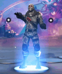 a man in a military uniform is standing on a platform in a video game .
