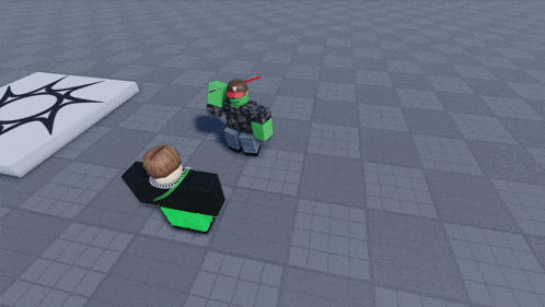 a video game character is holding a red light saber in front of a green character