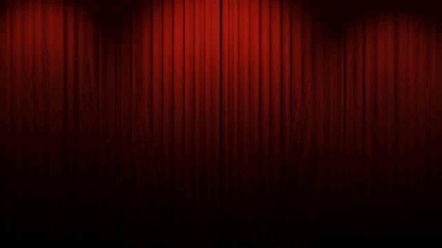 a man and a woman standing at a podium with microphones in front of a red curtain