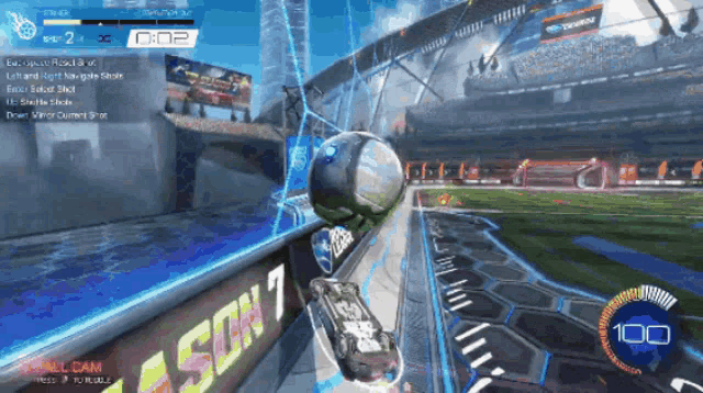 a rocket league game is being played on a computer monitor