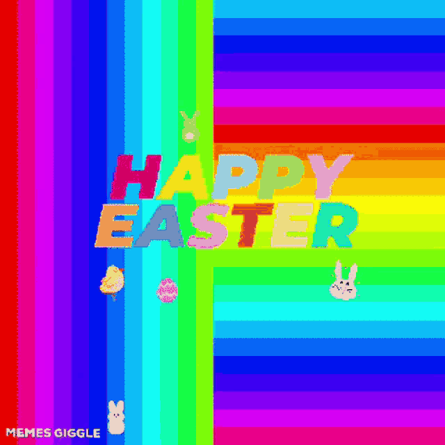 a colorful background with the words happy easter