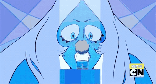 a cartoon of a blue diamond from steven universe holding a hamburger .