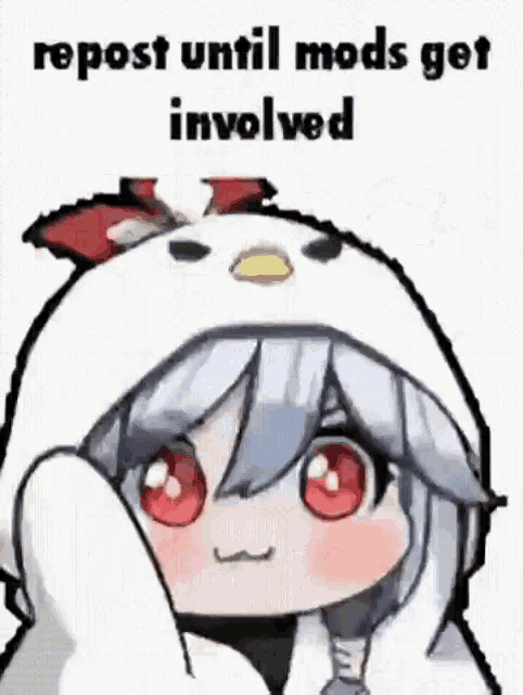a cartoon of a girl wearing a chicken costume giving a thumbs up .