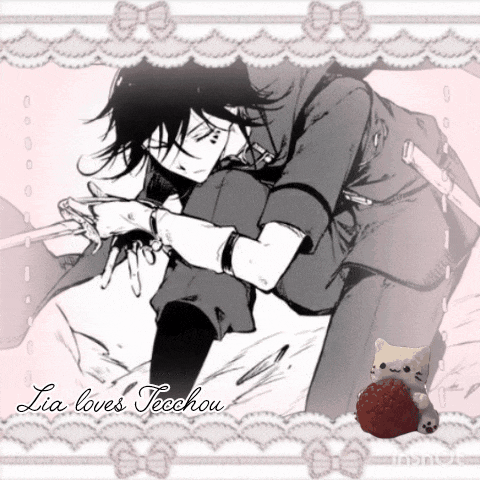 a black and white drawing of a man with the words lia loves teechou below him