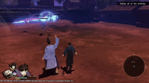 a screenshot of a video game that says " defeat all of the enemies " at the top