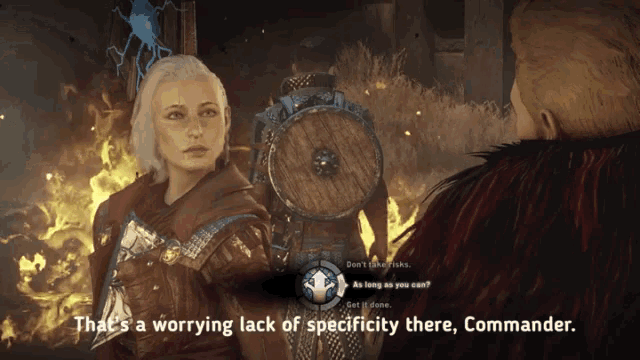 a screenshot of a video game with the words that 's a worrying lack of specificity there
