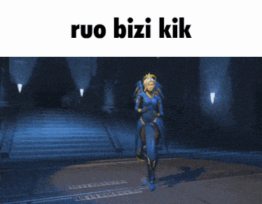a picture of a video game character with the words ruo bizi kik