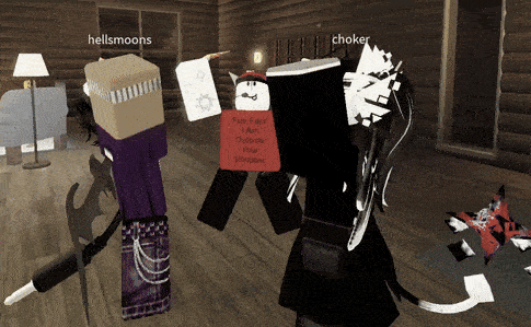 a screenshot of a video game with the names hellsmoons and choker visible