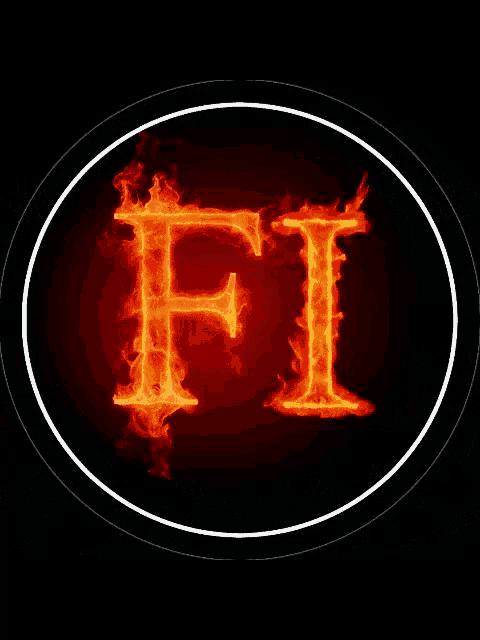 the letter f is in a circle with a black background .