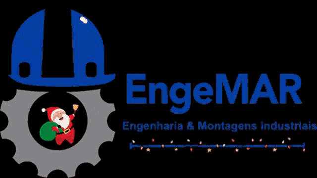 a logo for engenharia & montagens industriais with a gear and santa
