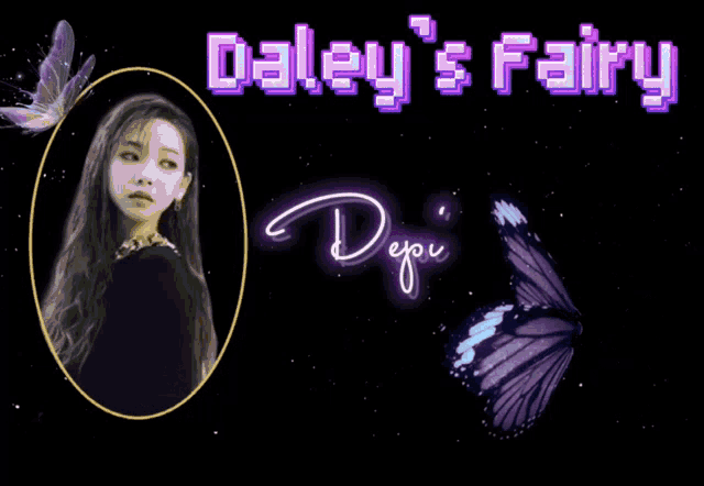 a picture of a woman with the words daley 's fairy written on it