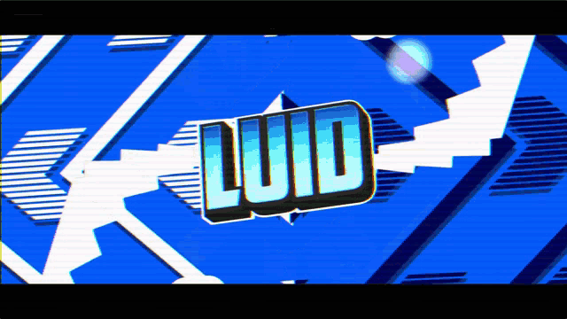 the word lud is on a blue background with white lines