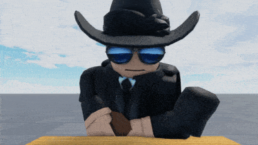 a 3d character wearing a cowboy hat and sunglasses