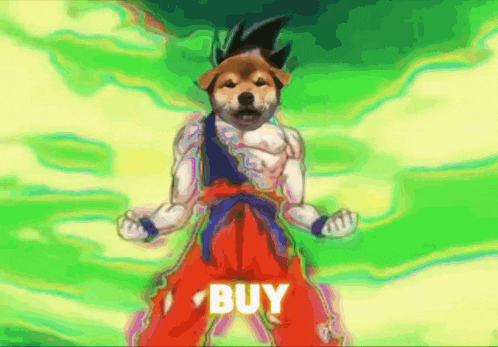 a cartoon of a dog in a karate outfit with the word buy written on the bottom