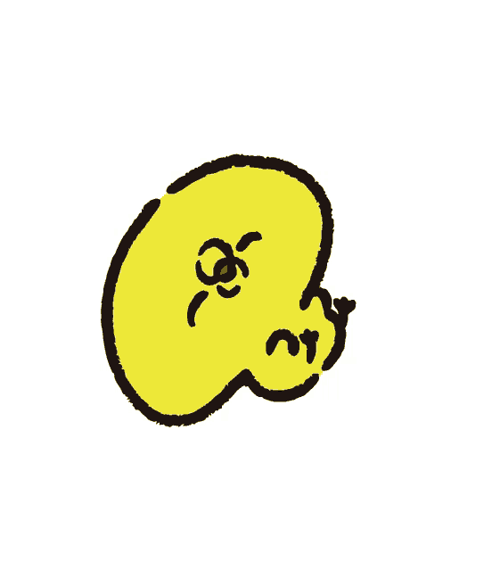 a drawing of a yellow circle with a red eye