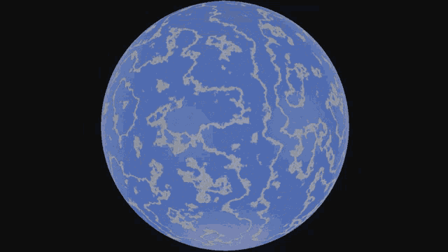 a blue sphere with a pattern of white clouds on it