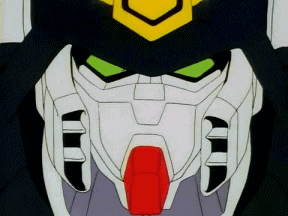 a close up of a robot face with green eyes