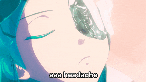 a cartoon of a woman with a headache and aaa headache written below her