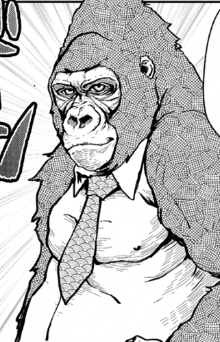 a drawing of a gorilla wearing a shirt and tie