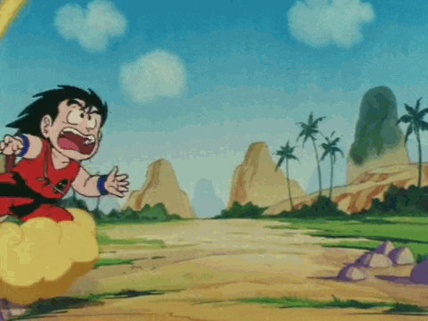 a cartoon character is flying through the air while holding a ball