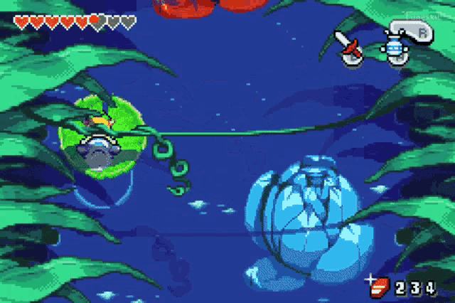 a pixel art of a video game with the number 234 on the bottom
