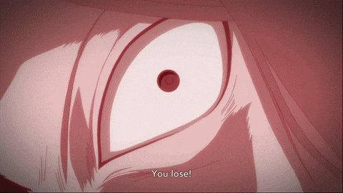 a close up of a person 's eye with the words you lose