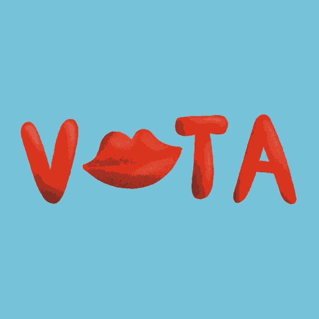 the word vota is written in red letters with a red mouth