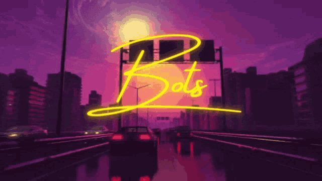 a neon sign that says " bots " on it