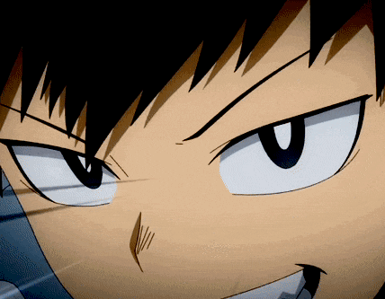 a close up of a cartoon character 's face with a slight smile on his face