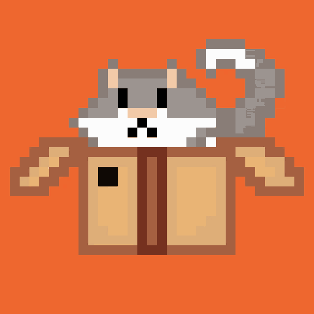 a pixel art of a cat sitting in a box