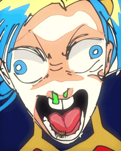 a cartoon drawing of a person with their mouth open and their tongue sticking