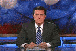 Unamused GIF - Stephen Colbert Balloons Confetti GIFs