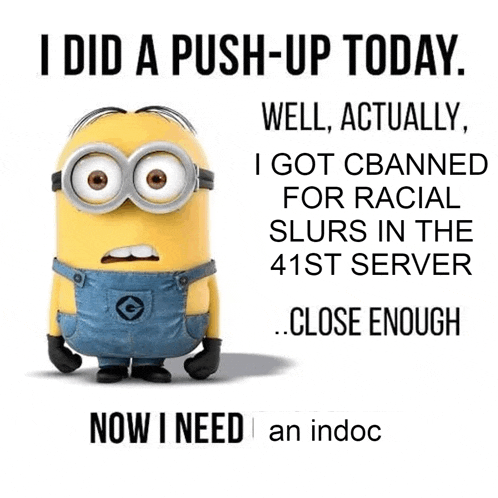 a picture of a minion that says ' i did a push-up today '