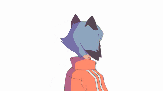 a cartoon drawing of a girl wearing a cat mask and giving a thumbs up